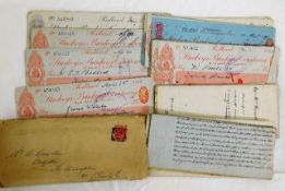 A quantity of 19thC. cheques & other ephemera