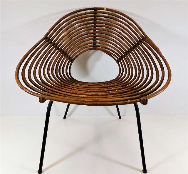 A retro 1960's Dutch Rohe Rotan rattan chair