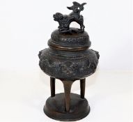 A late Qing dynasty bronze censer with cover