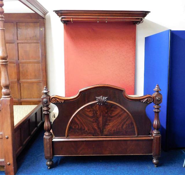 A Victorian mahogany half tester double bed 81.5in