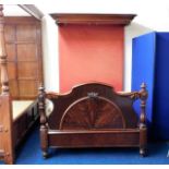 A Victorian mahogany half tester double bed 81.5in