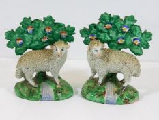 A pair of 19thC. Staffordshire sheep 5.125in high
