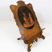 A 19thC. inlaid olive wood folding book stand