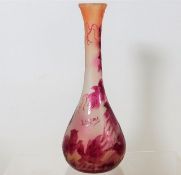 A c.1890 French Legras glass vase, signed, with cr