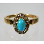 A 14ct gold turquoise & diamond ring 3.1g size M