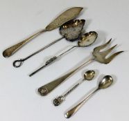 A quantity of mixed silver & white metal flatware items 84.1g