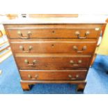 A c.1760 oak Georgian chest with brass fittings, s