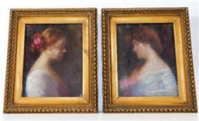 A pair of 19thC. gilt framed gouache paintings of