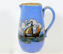 A Doulton stoneware jug with ship decor 7.125in hi