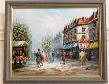 A small continental street scene by Caroline Burne