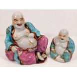 Two 20thC. Chinese porcelain laughing Buddha figur