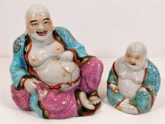 Two 20thC. Chinese porcelain laughing Buddha figur
