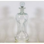 A quatrefoil crystal glass decanter 12in high