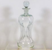A quatrefoil crystal glass decanter 12in high
