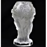 A small Lalique style frosted glass vase by Baccha