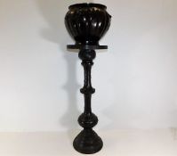 A Japanese bronze jardiniere & stand 39in high inc