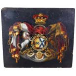 An 18thC. armorial coaching panel 16.5in x 14in