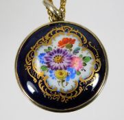 A .900 silver mounted Meissen porcelain pendant wi