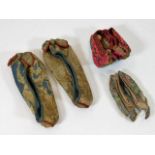 Three late 19thC. Chinese silk childs shoes