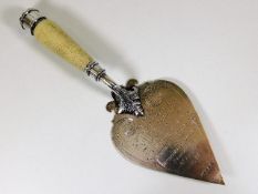 An engraved silver trowel inscribed Borough of Acc