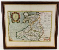 A fine 16thC. coloured map of Wales by Humphrey Ll