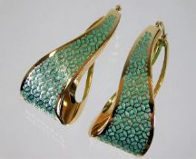 A pair of 18ct gold pique a jour drop earrings 10.