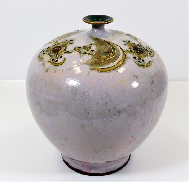 A Doulton stoneware vase of ovoid form 8.75in high