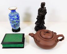 A Chinese enamelled vase & stand twinned with thre