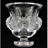 A Lalique crystal glass Dampierre bird vase 4.75in