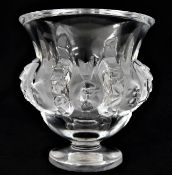 A Lalique crystal glass Dampierre bird vase 4.75in