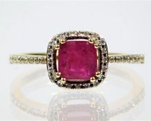 An 18ct gold ring set with ruby & diamond size N 3