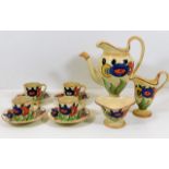 A 1930's art deco eleven piece coffee set by Dora