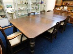 An impressive Victorian extending oak table with s