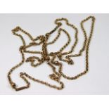 A Victorian 9ct gold long guard chain 58in 20.3g