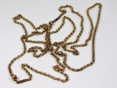 A Victorian 9ct gold long guard chain 58in 20.3g