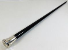 A gentleman's ebonised walking cane with silver kn