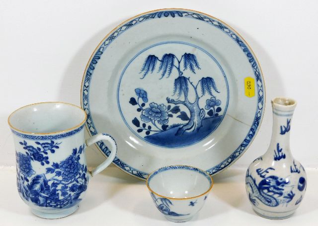 Four pieces of 18thC. Chinese porcelain, all with