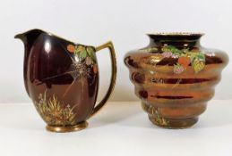 Two pieces of Carlton Ware "Rouge Royal" pottery l