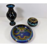 Three pieces of early 20thC. Chinese cloisonne war