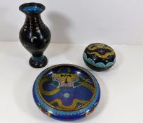 Three pieces of early 20thC. Chinese cloisonne war