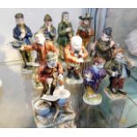 A quantity of Doccia porcelain band member figures