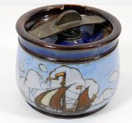 A Doulton stoneware tobacco jar with ship decor 4i
