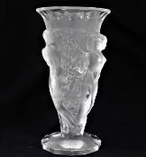 A three graces Lalique style frosted glass vase by