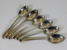 A set of six matching heavy gauge silver tea spoon