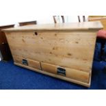 A 19thC. pine mule chest with two drawers under 50