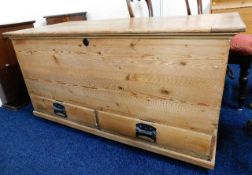 A 19thC. pine mule chest with two drawers under 50