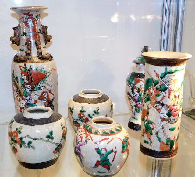 Three Chinese crackle glaze ginger jars lacking co