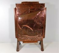 A Eustace arts & crafts copper fire screen featuri