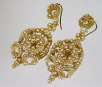 A pair of vintage seed pearl earrings, minor losses 8.4g