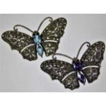 A pair of silver & marcasite butterfly brooches 19